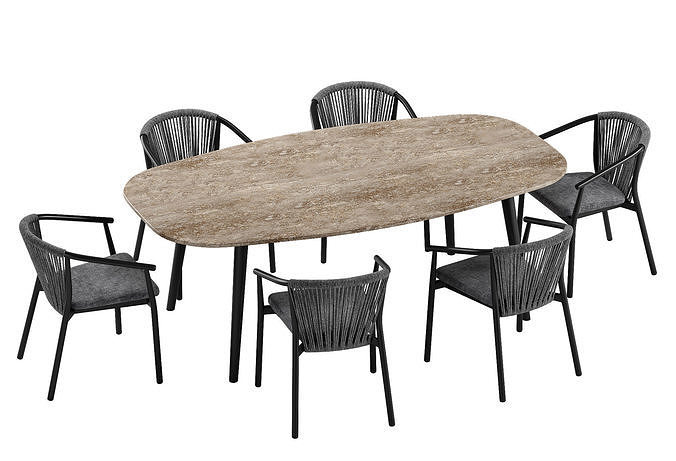 Varaschin Smart chair Ellisse table set 3D model 4