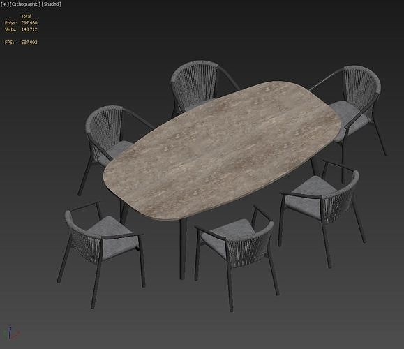 Varaschin Smart chair Ellisse table set 3D model 2