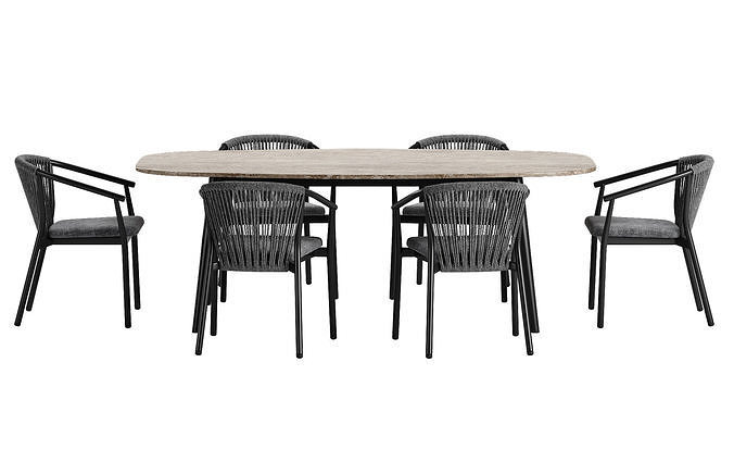 Varaschin Smart chair Ellisse table set 3D model 3