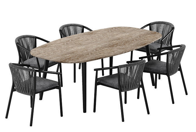 Varaschin Smart chair Ellisse table set 3D model 5