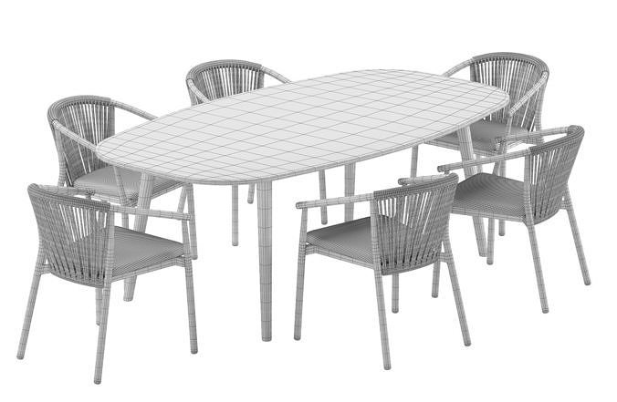 Varaschin Smart chair Ellisse table set 3D model 6