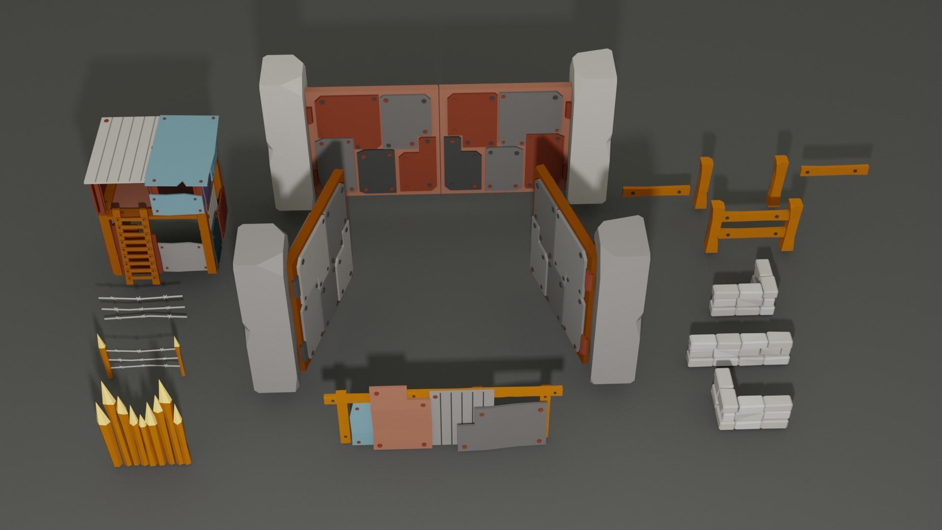 Epic Modular Apocalyptic Pack Low-poly 3D model_8