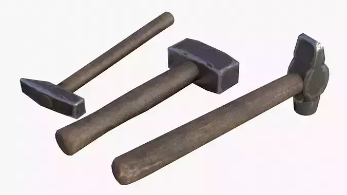 Hammers Collection hammer and egg Low-poly 3D model