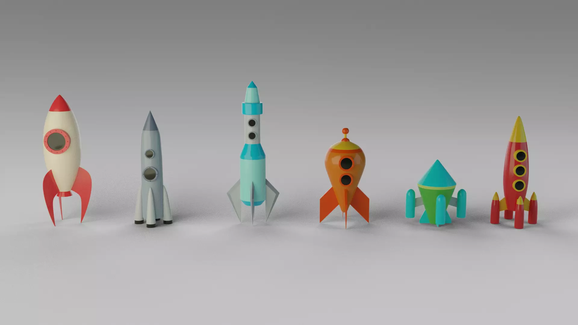 Cartoon Spaceships Pack Low-poly 3D model_0