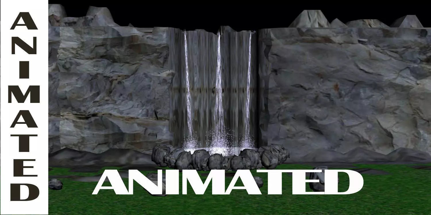 Animated Water Fall 3D model_0