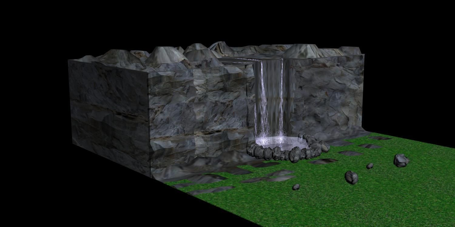 Animated Water Fall 3D model_7