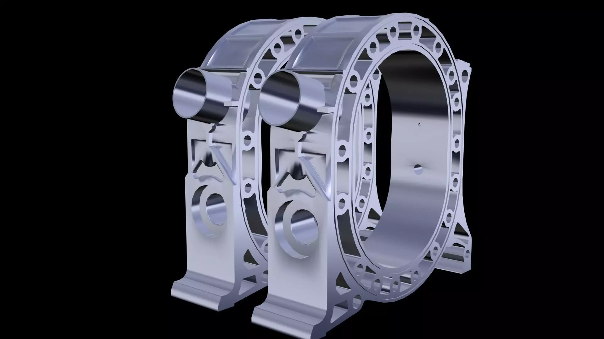 Peripheral ports houses - rotary engine Low-poly 3D model_0