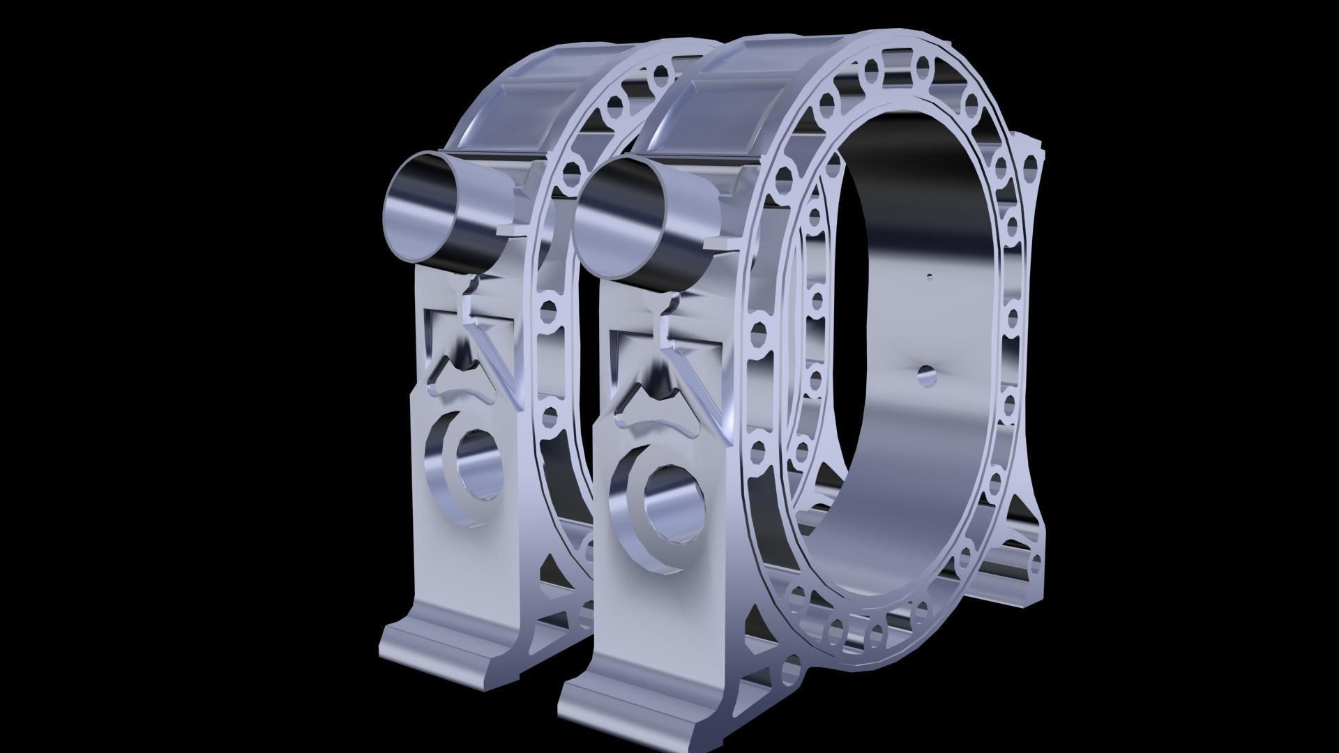 Peripheral ports houses rotary engine 3D asset