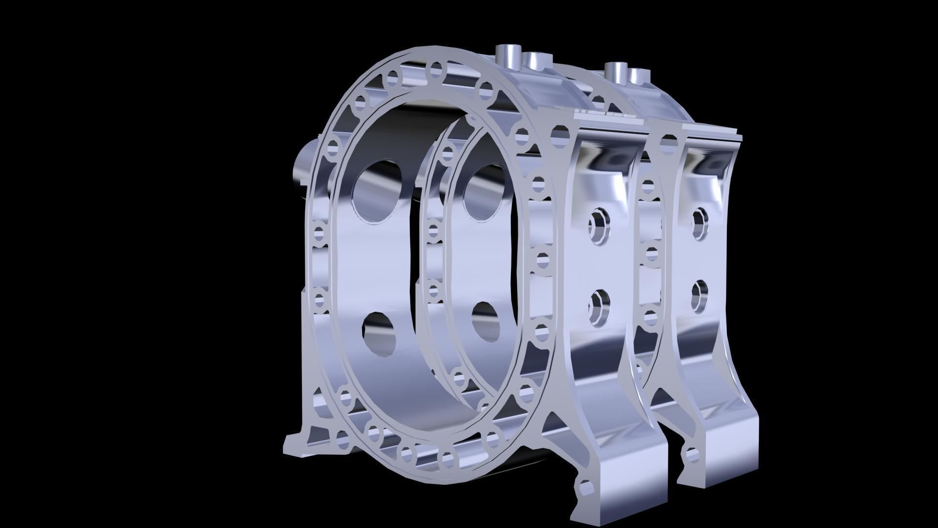 Peripheral ports houses - rotary engine Low-poly 3D model_1