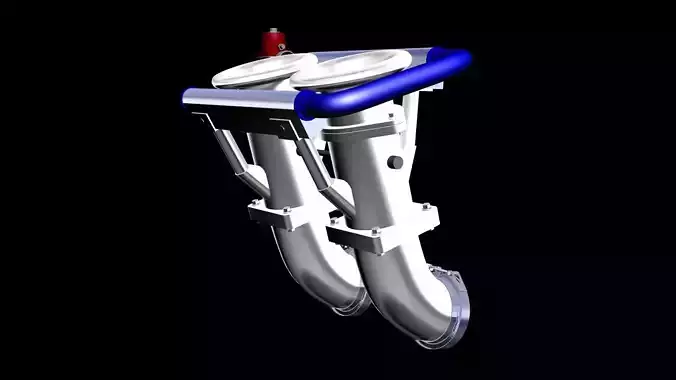 ITB intake system Peripheral ports Rotary engine Low-poly 3D model