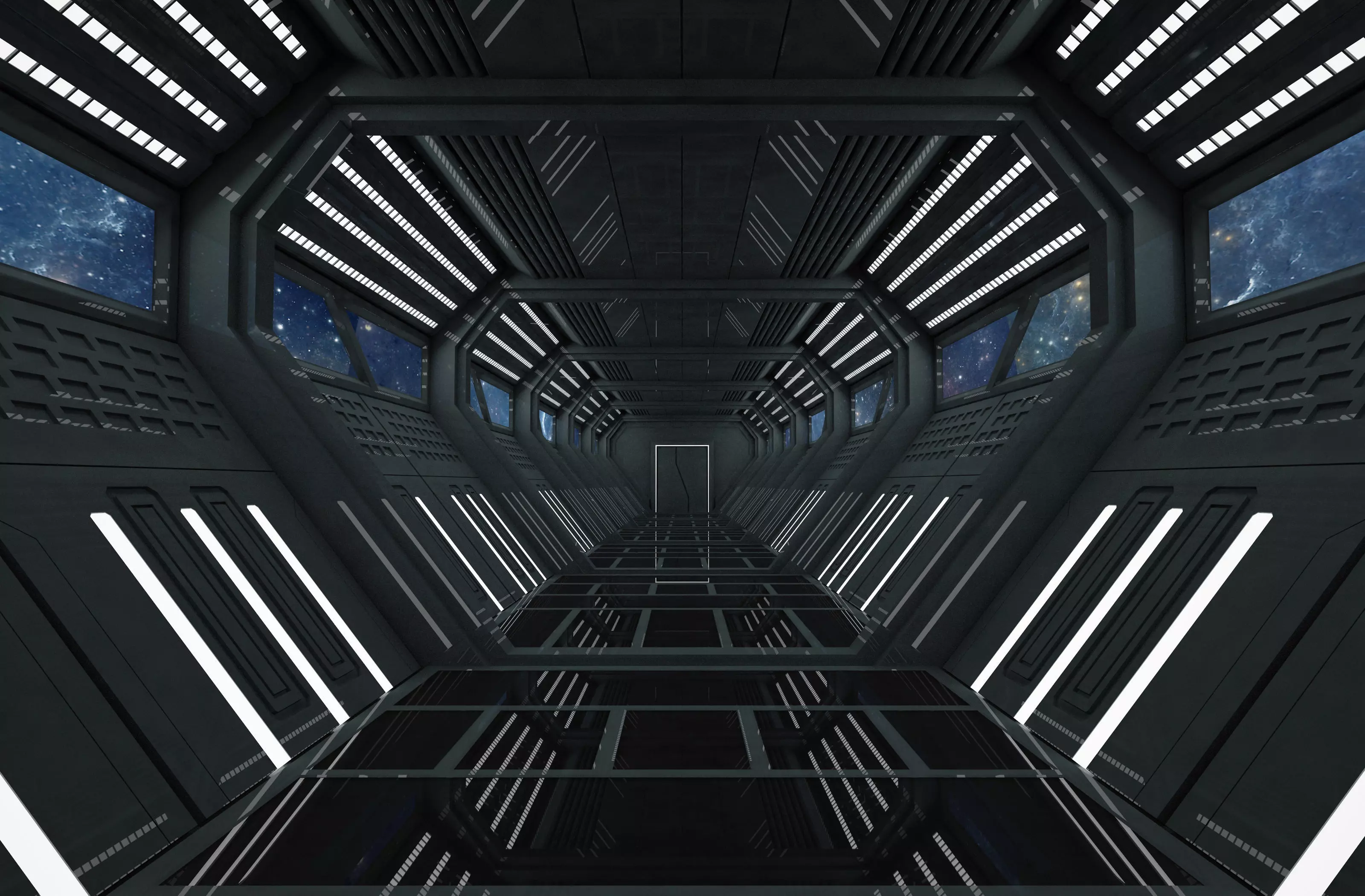 SCI FI INTERIOR SCENE SPACE SHIP CORRIDOR Low-poly 3D model