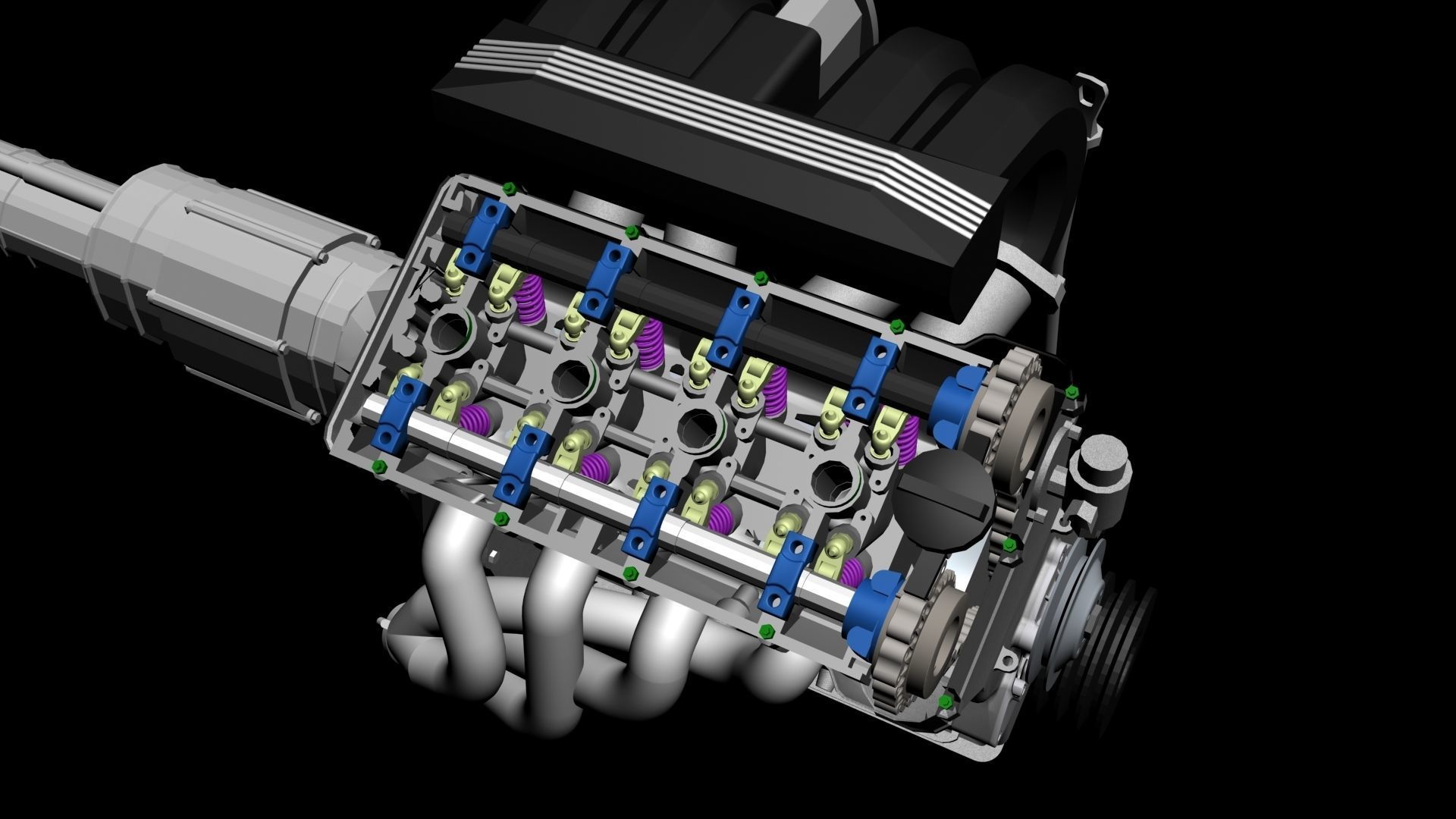 Engine 4 cylinders double cam electronic injection 16v- M42B18 3D model_5