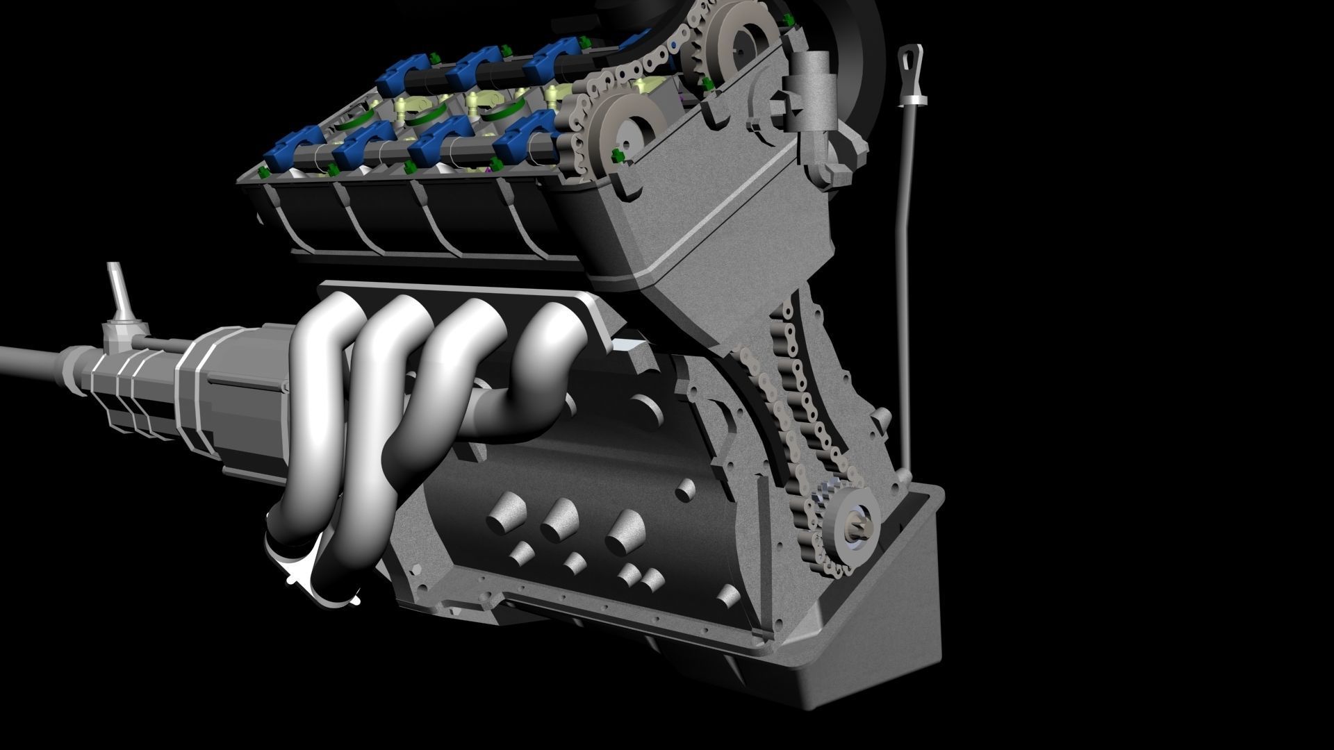 Engine 4 cylinders double cam electronic injection 16v- M42B18 3D model_7