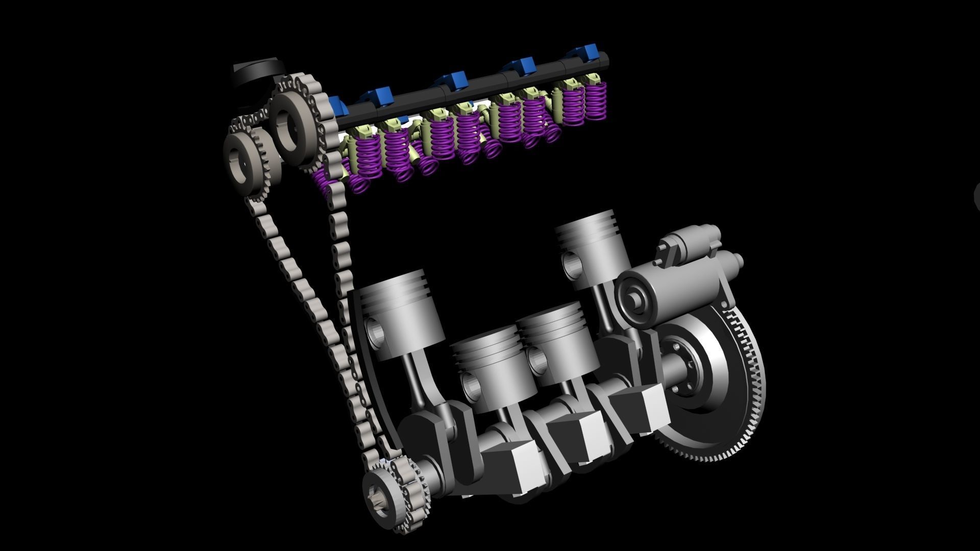 Engine 4 cylinders double cam electronic injection 16v- M42B18 3D model_8