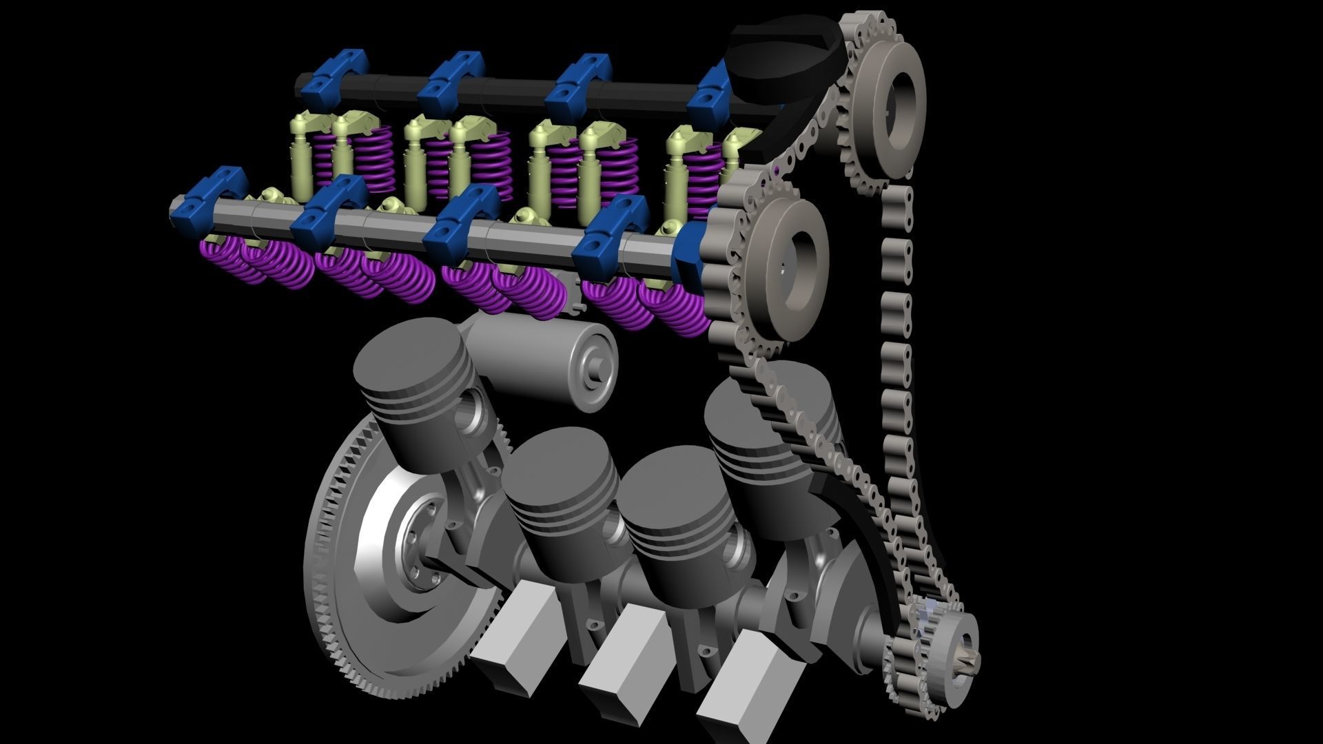 Engine 4 cylinders double cam electronic injection 16v- M42B18 3D model_9