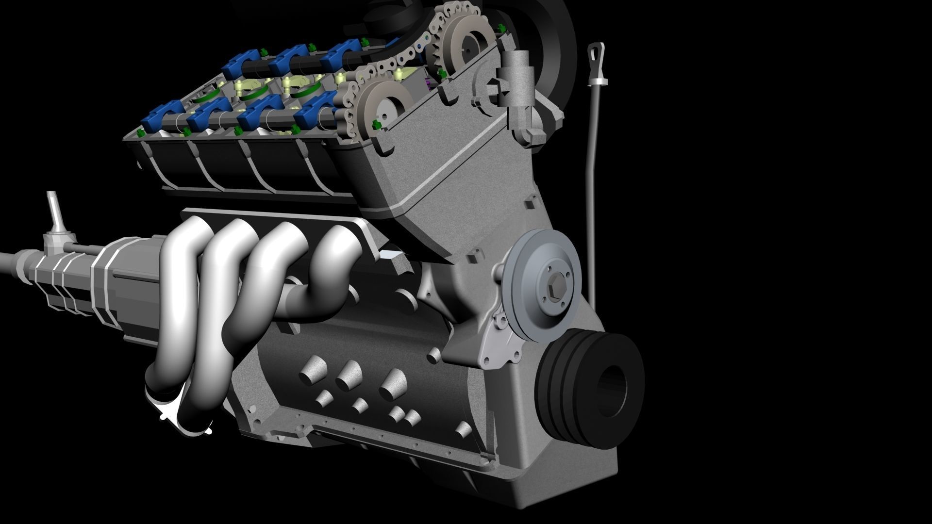 Engine 4 cylinders double cam electronic injection 16v- M42B18 3D model_6