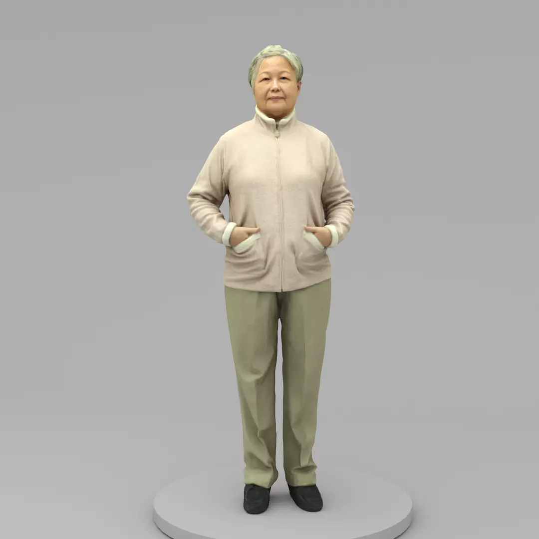 An Old Lady Posing with Hands in Pockets 3D model