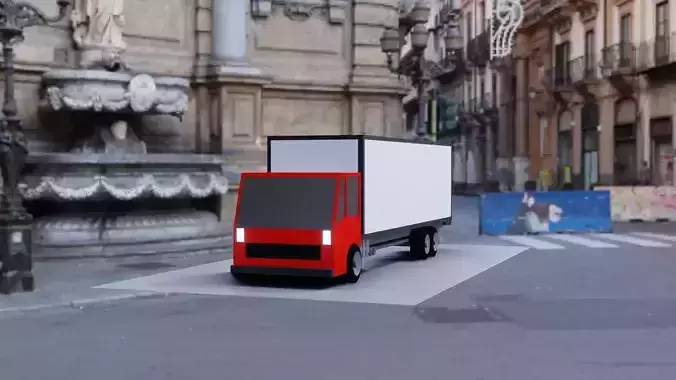 low poly truck street