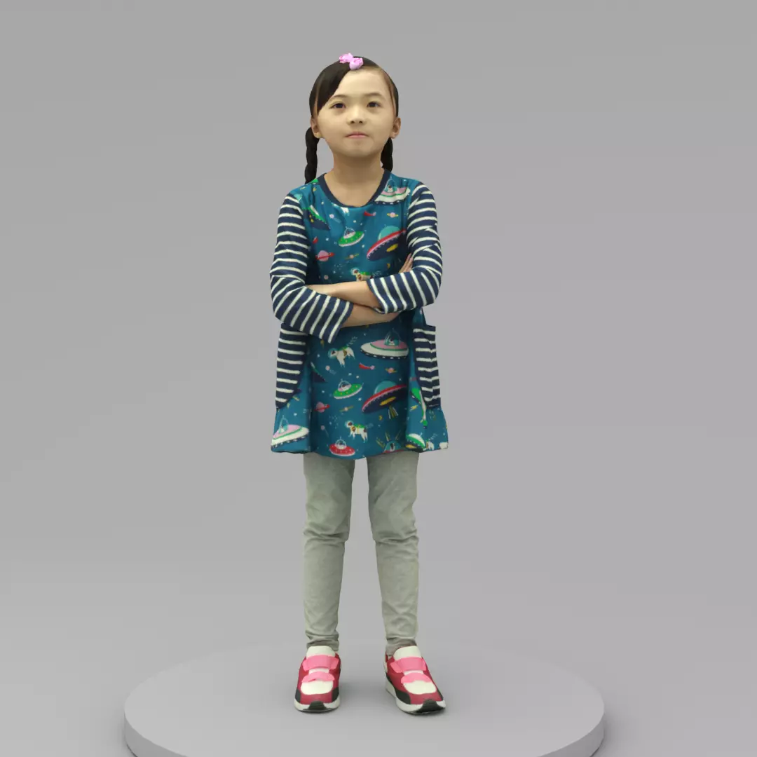 A Lovely Girl With Arms Crossed  3D model_0