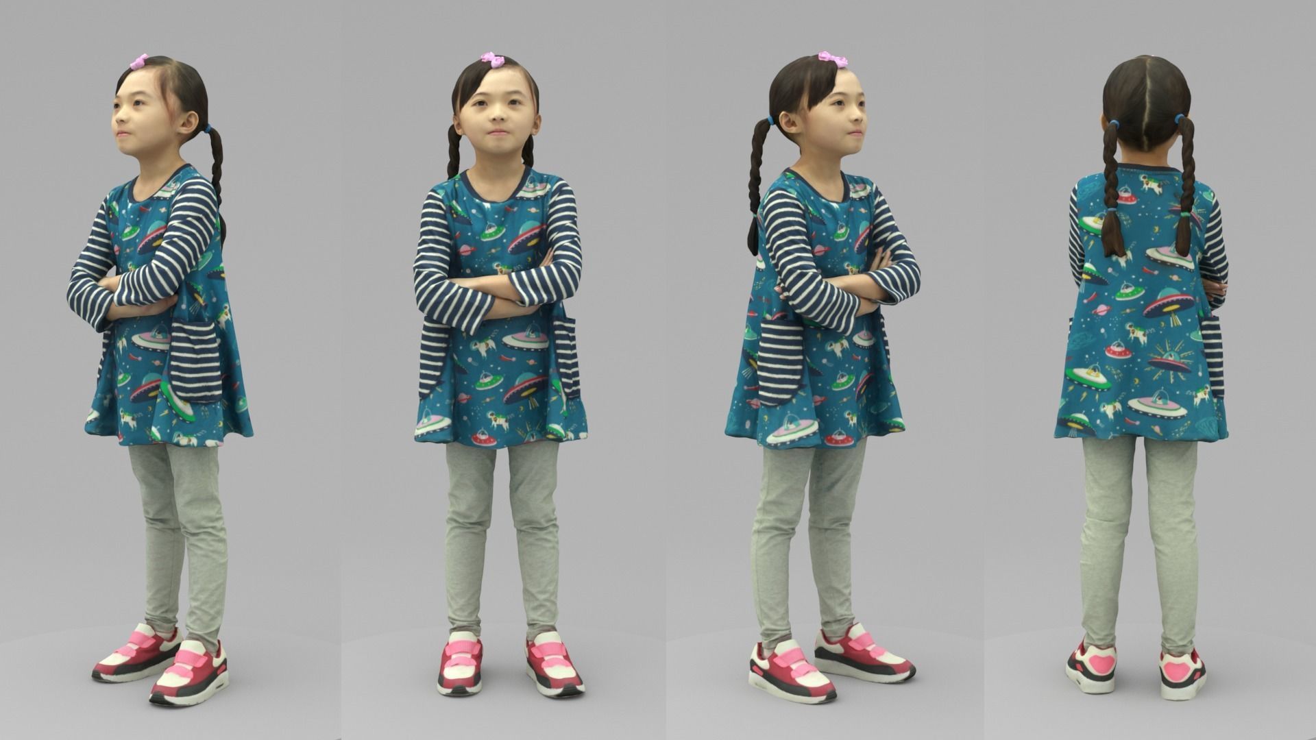 A Lovely Girl With Arms Crossed  3D model_4