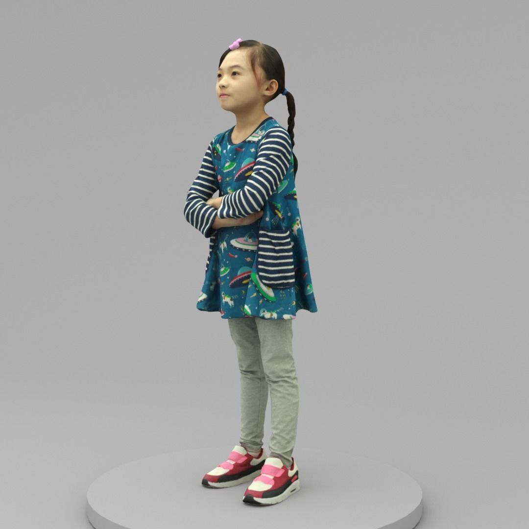 A Lovely Girl With Arms Crossed  3D model_1