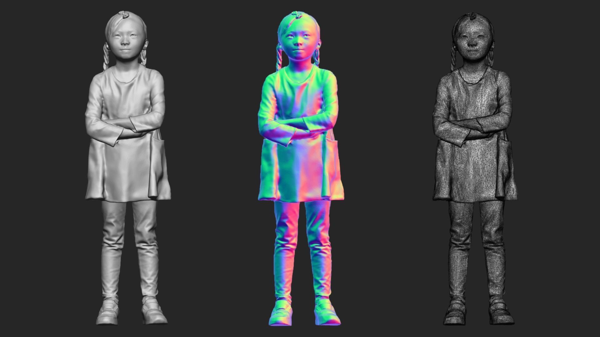 A Lovely Girl With Arms Crossed  3D model_6