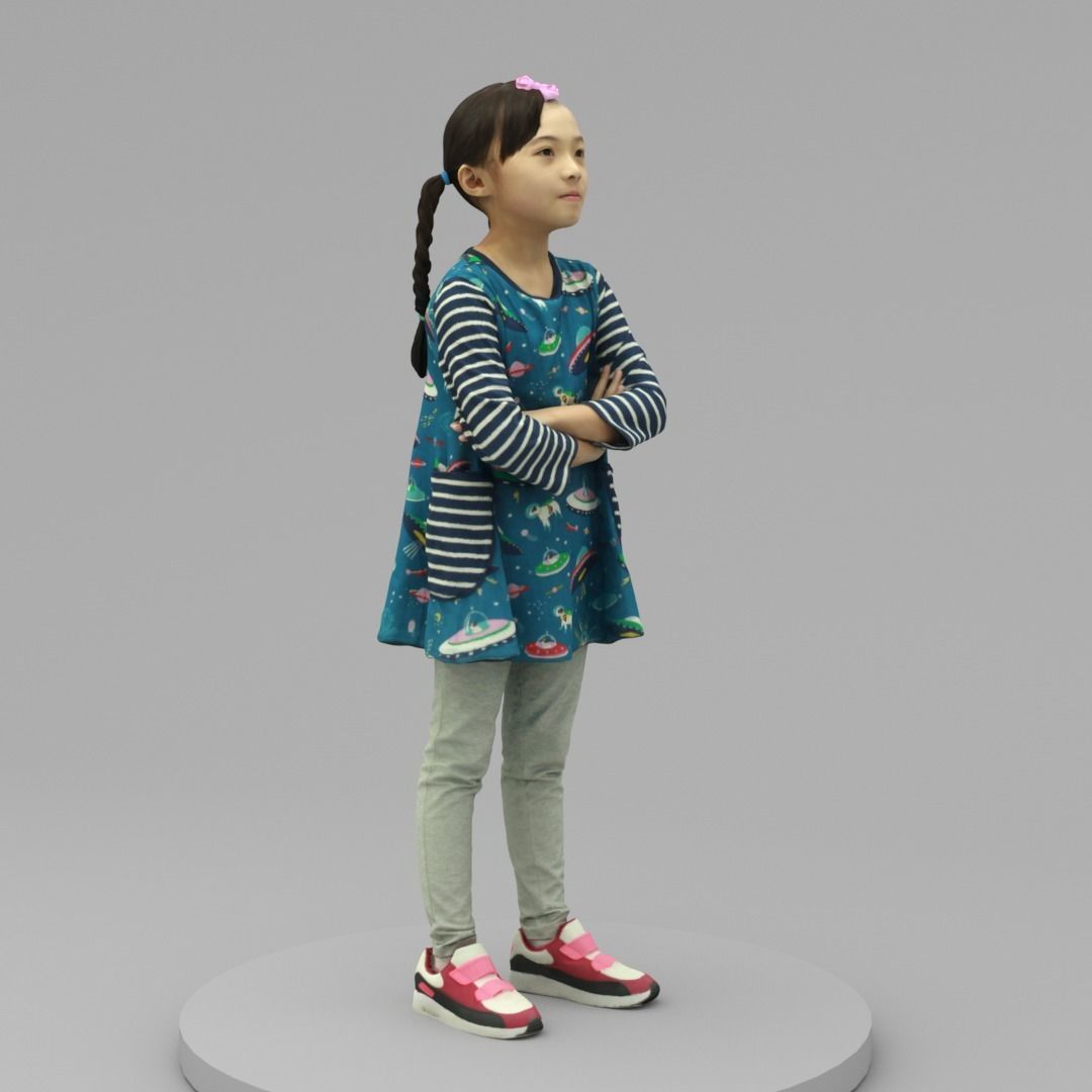 A Lovely Girl With Arms Crossed  3D model_2