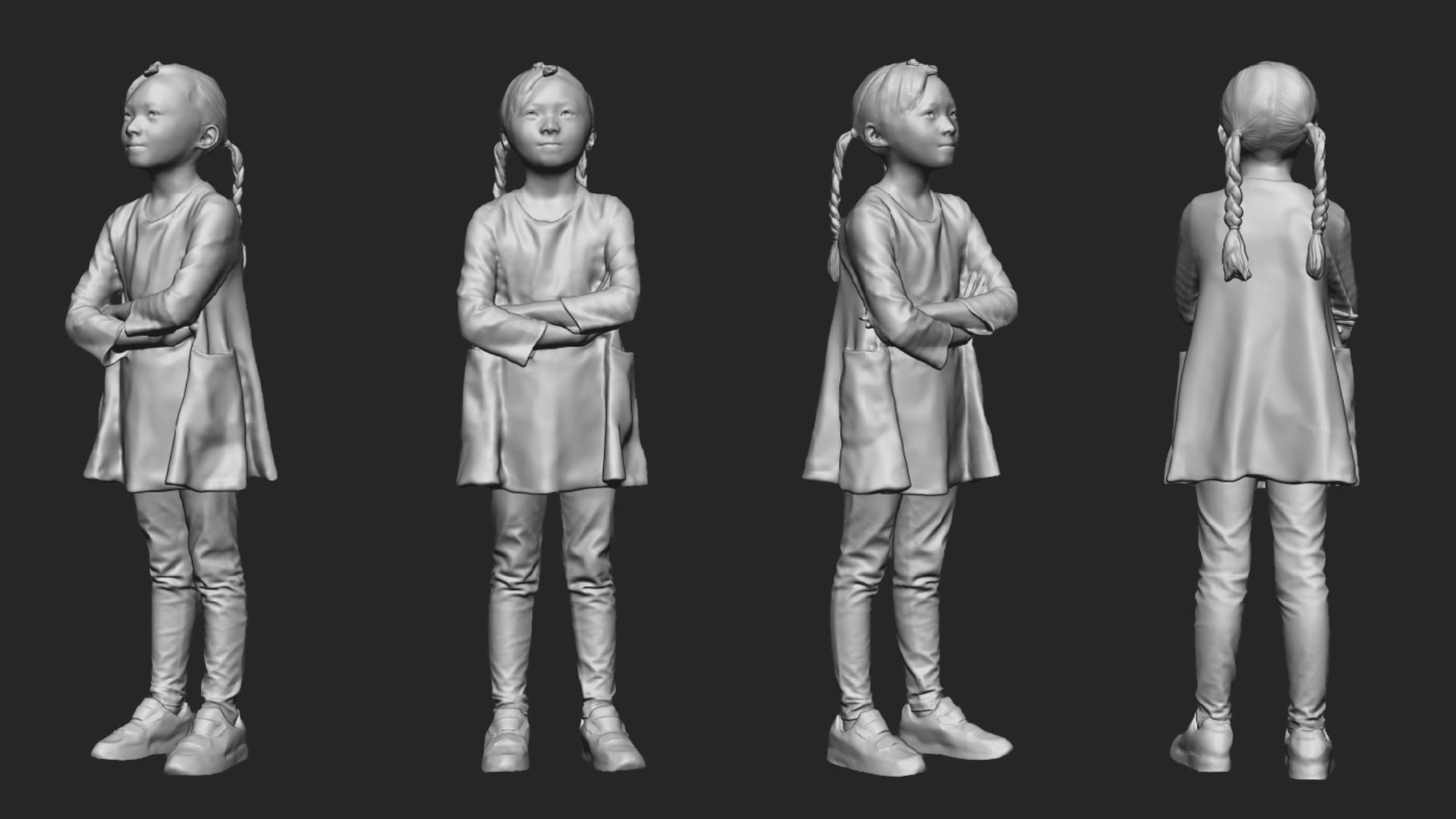 A Lovely Girl With Arms Crossed  3D model_5