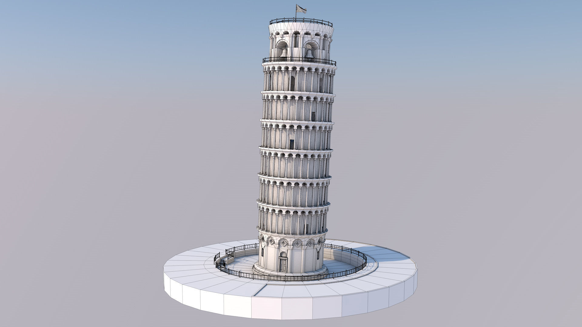 Highly Detailed Low Poly Leaning Tower of Pisa  Low-poly 3D model_2