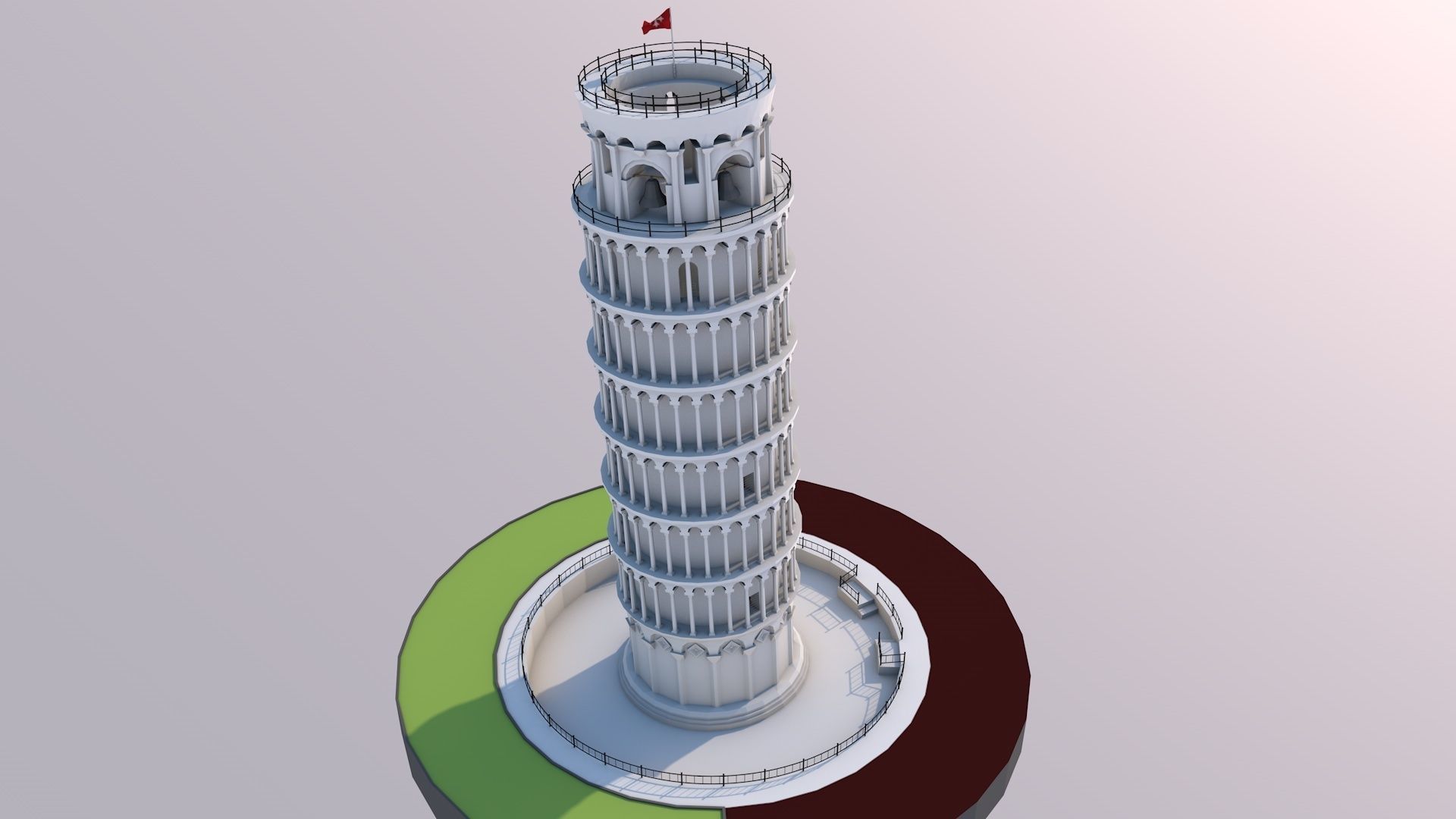 Highly Detailed Low Poly Leaning Tower of Pisa  Low-poly 3D model_6