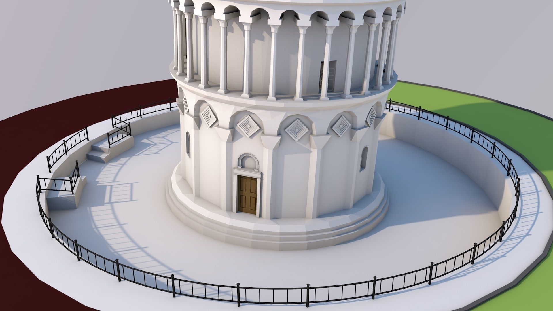 Highly Detailed Low Poly Leaning Tower of Pisa  Low-poly 3D model_8