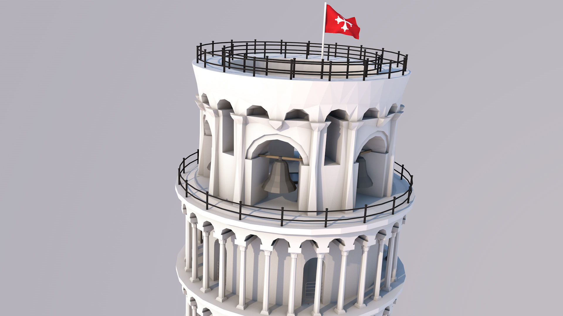 Highly Detailed Low Poly Leaning Tower of Pisa  Low-poly 3D model_4