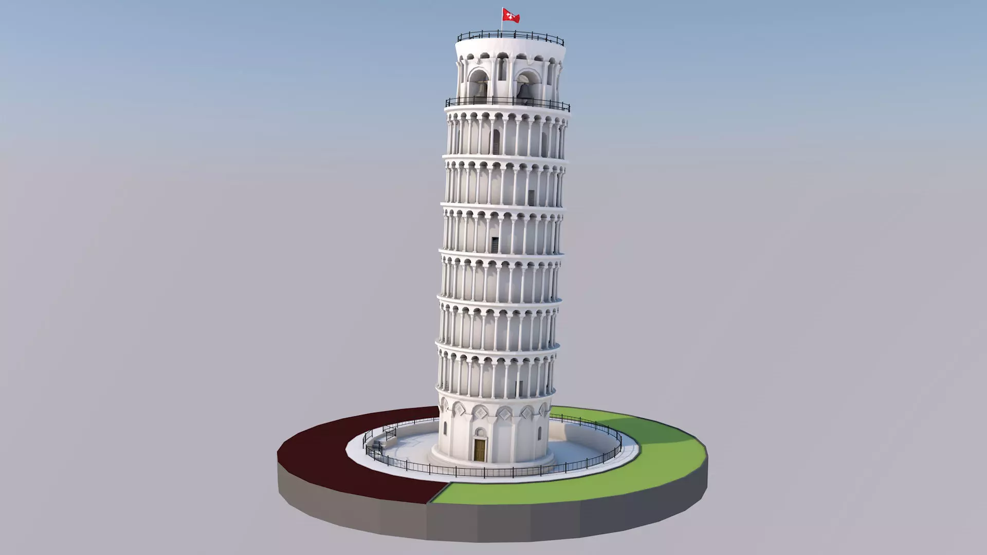 Highly Detailed Low Poly Leaning Tower of Pisa  Low-poly 3D model_0
