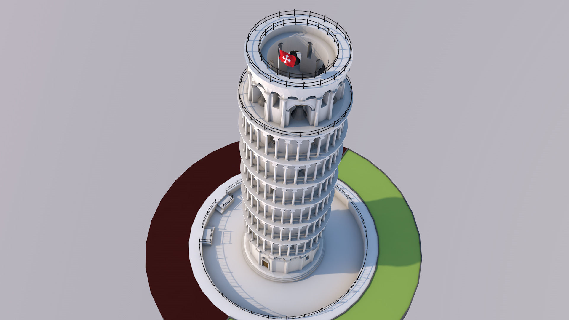 Highly Detailed Low Poly Leaning Tower of Pisa  Low-poly 3D model_1