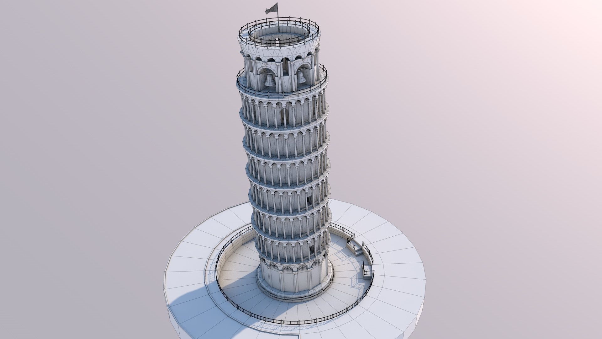 Highly Detailed Low Poly Leaning Tower of Pisa  Low-poly 3D model_7