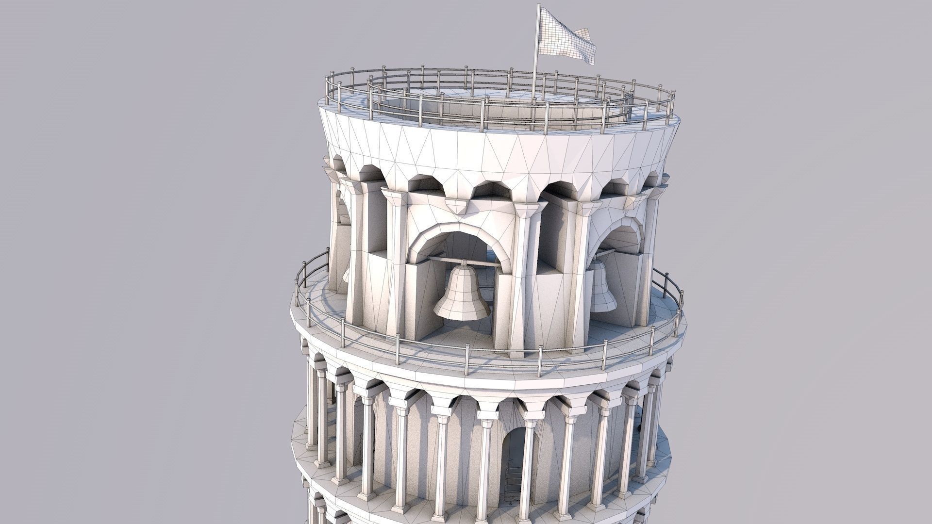 Highly Detailed Low Poly Leaning Tower of Pisa  Low-poly 3D model_5
