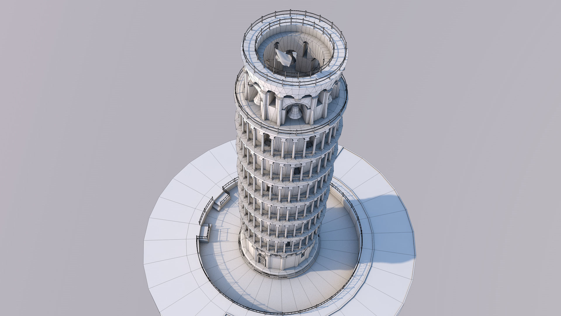 Highly Detailed Low Poly Leaning Tower of Pisa  Low-poly 3D model_3