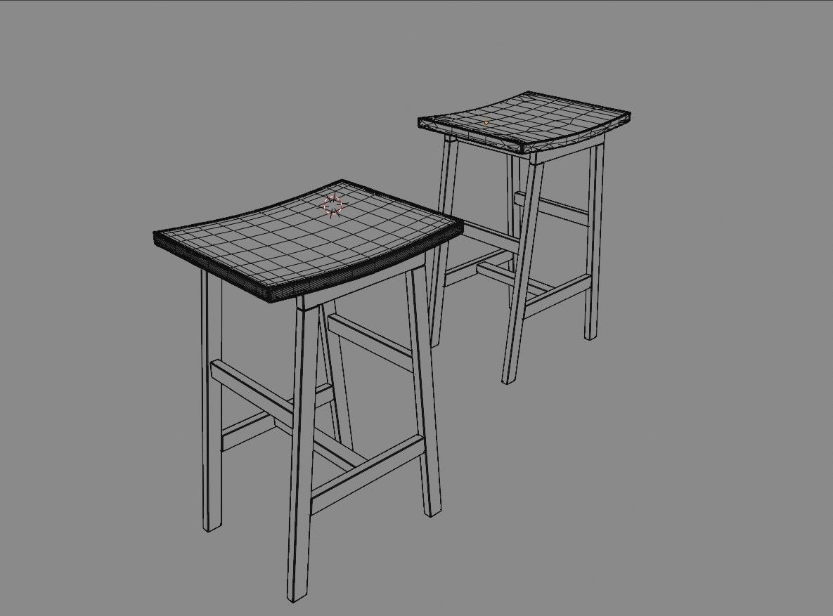 Wood Stool  3D model_1