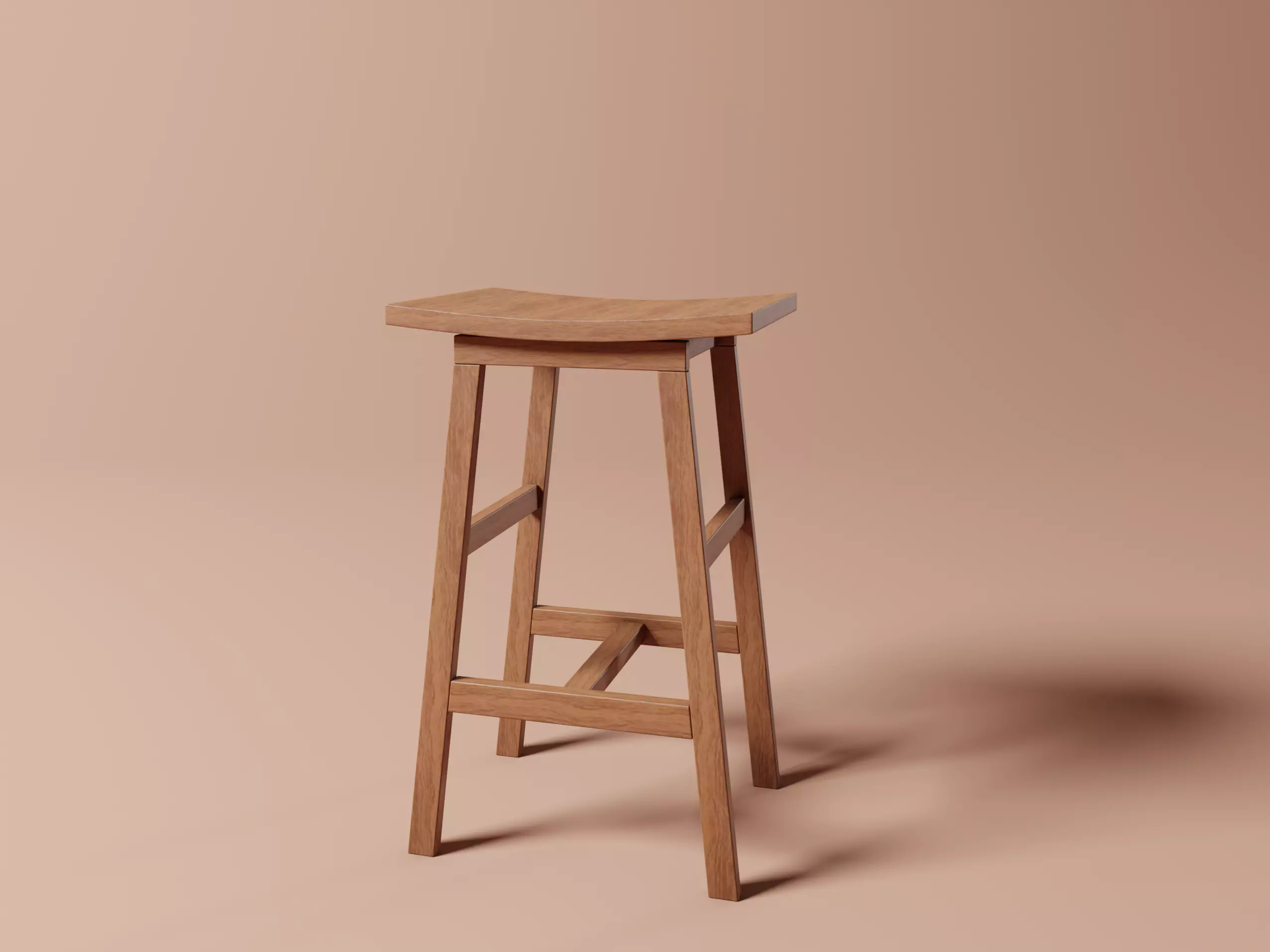 Wood Stool  3D model_0