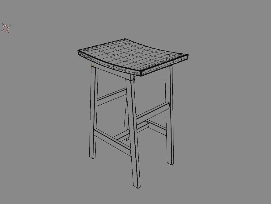 Wood Stool  3D model_2