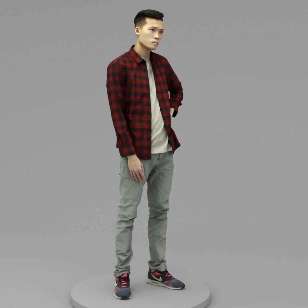 A Handsome Man  Posing In Akimbo Posture  3D model_2