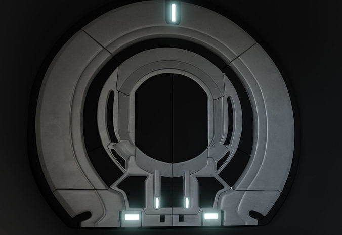 Futuristic Animated Door Low-poly 3D model