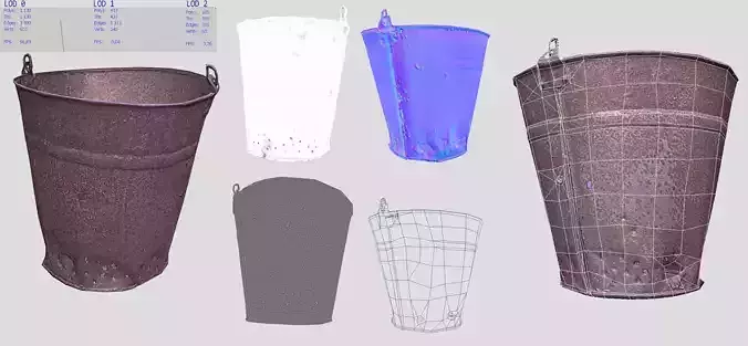 old rusty bucket Low-poly 3D model