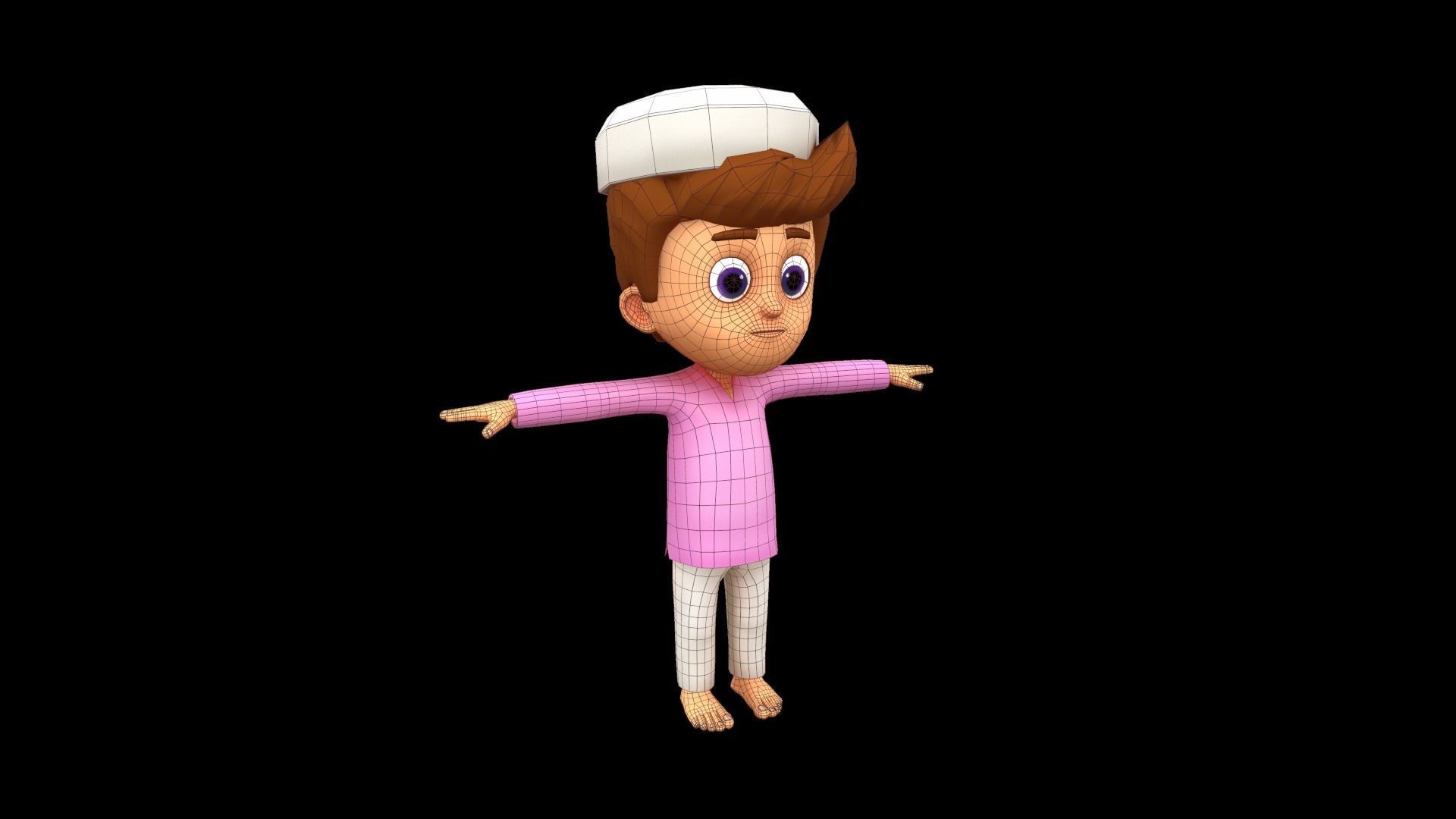 Cute Cartoon Arabic Muslim Boy Rigged 3d maya model 3D model_7
