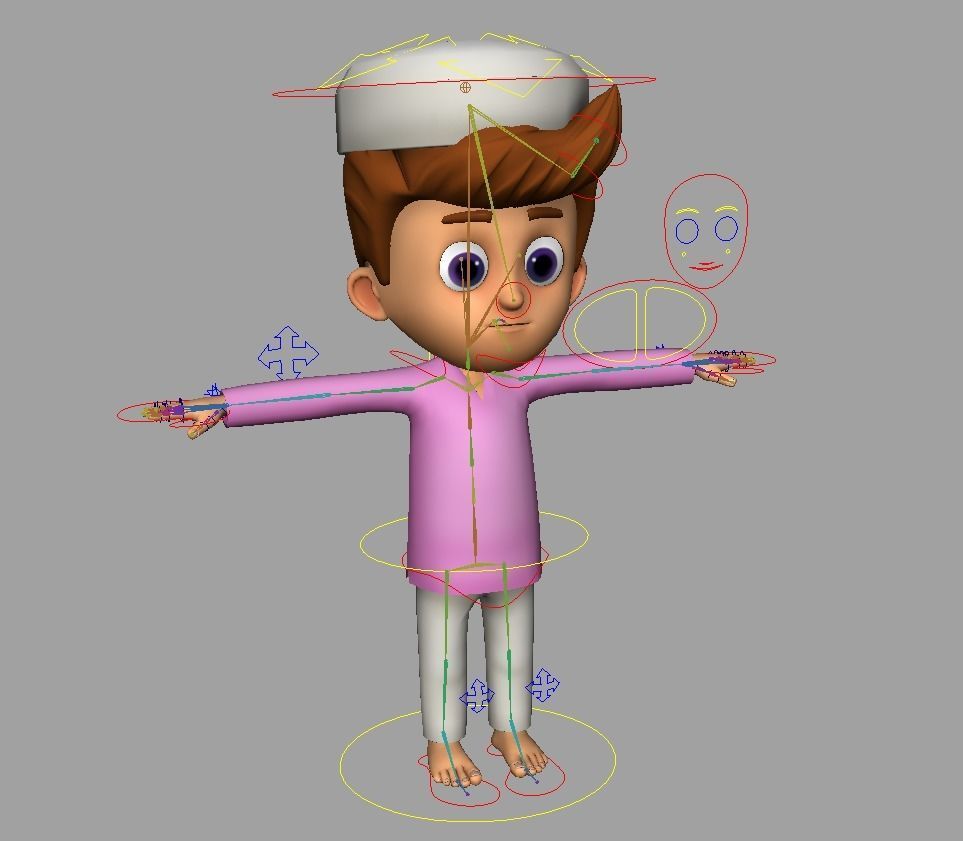 Cute Cartoon Arabic Muslim Boy Rigged 3d maya model 3D model_1