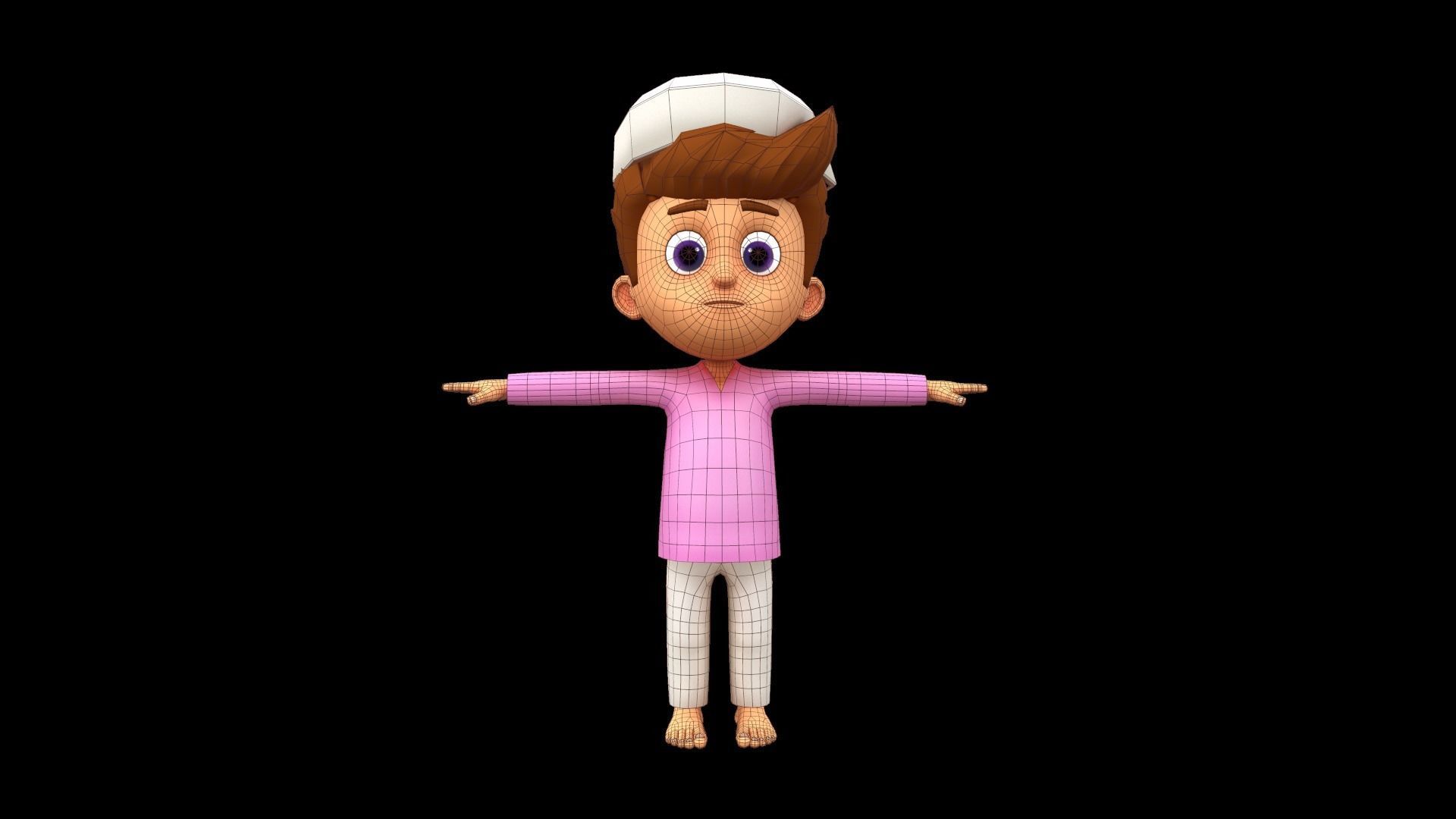 Cute Cartoon Arabic Muslim Boy Rigged 3d maya model 3D model_5