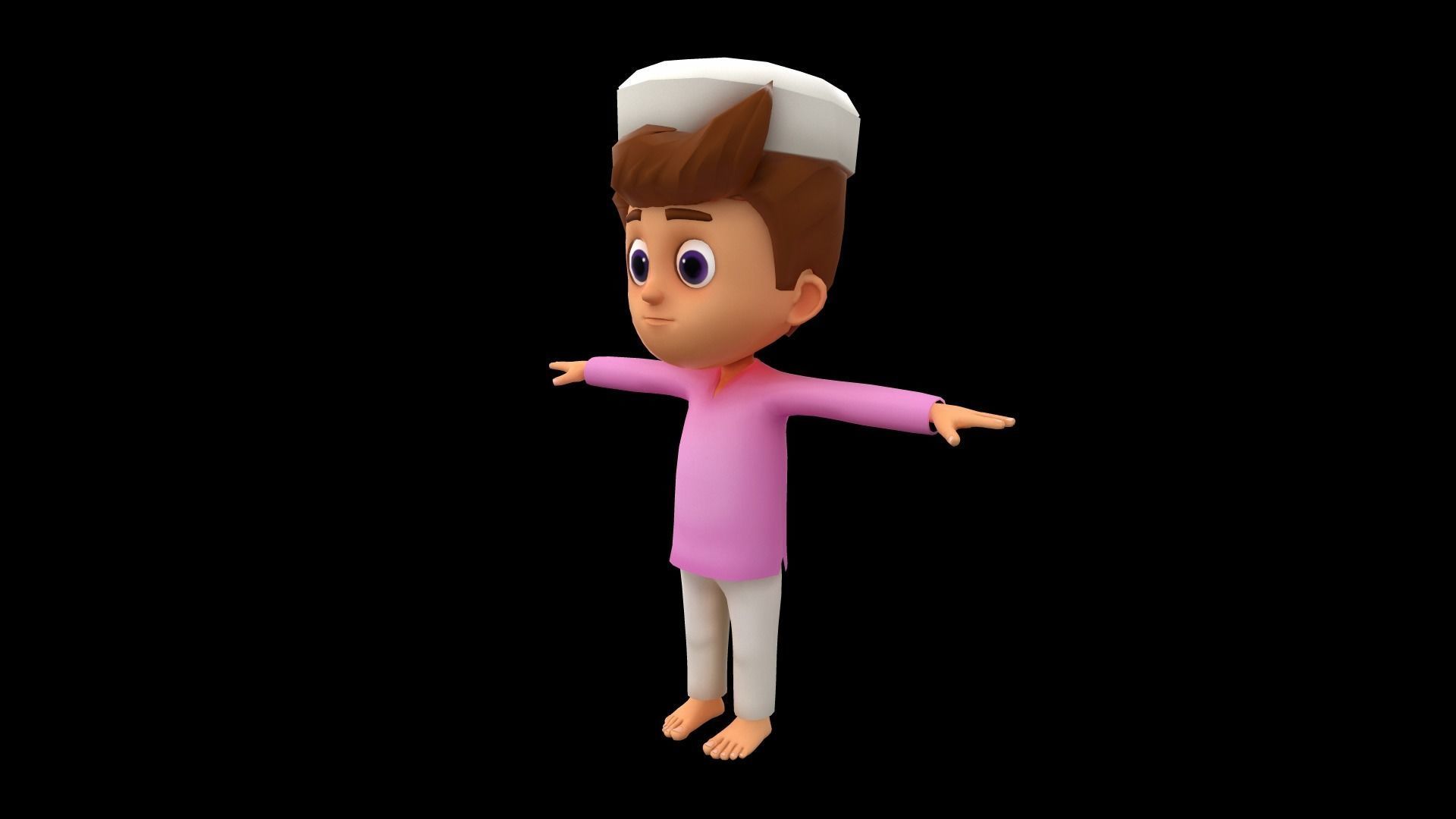 Cute Cartoon Arabic Muslim Boy Rigged 3d maya model 3D model_4