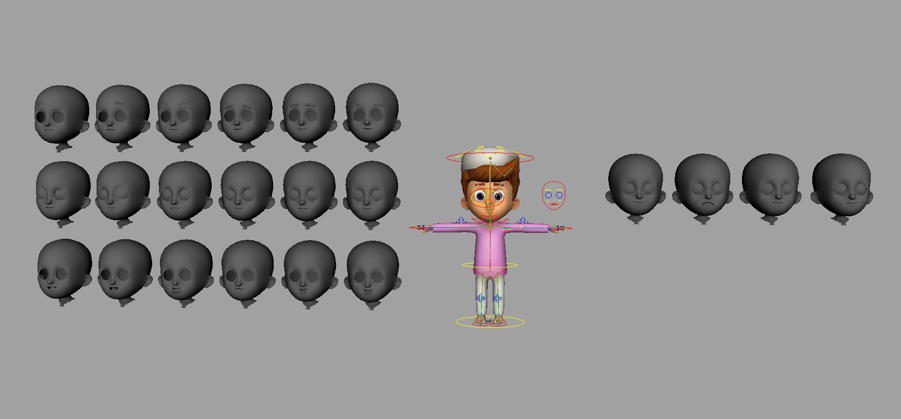 Cute Cartoon Arabic Muslim Boy Rigged 3d maya model 3D model_2