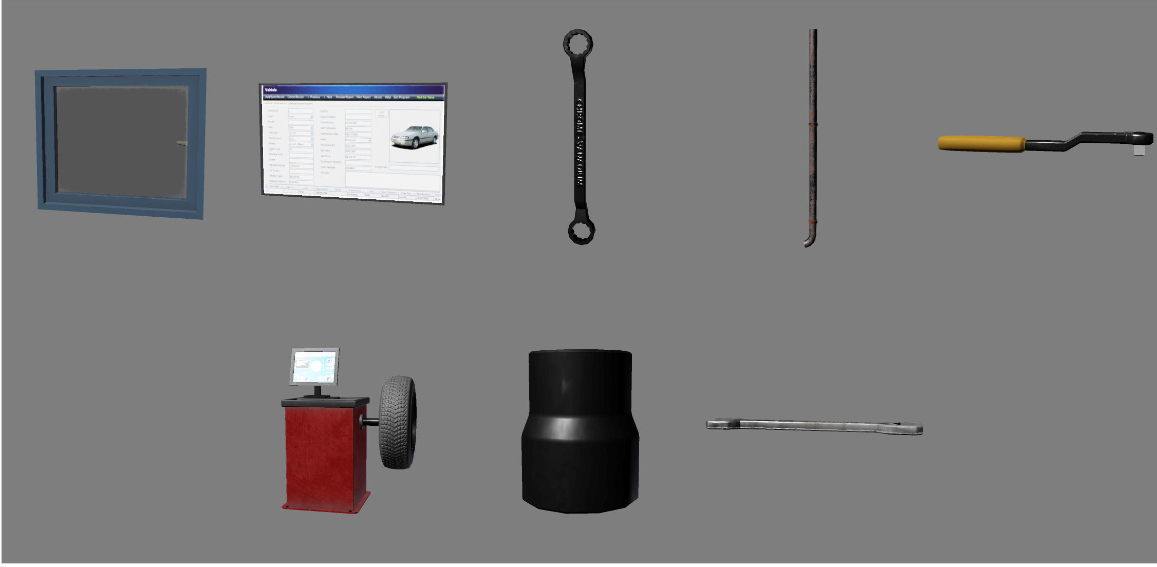 Modular Car Service Low-poly 3D model_12