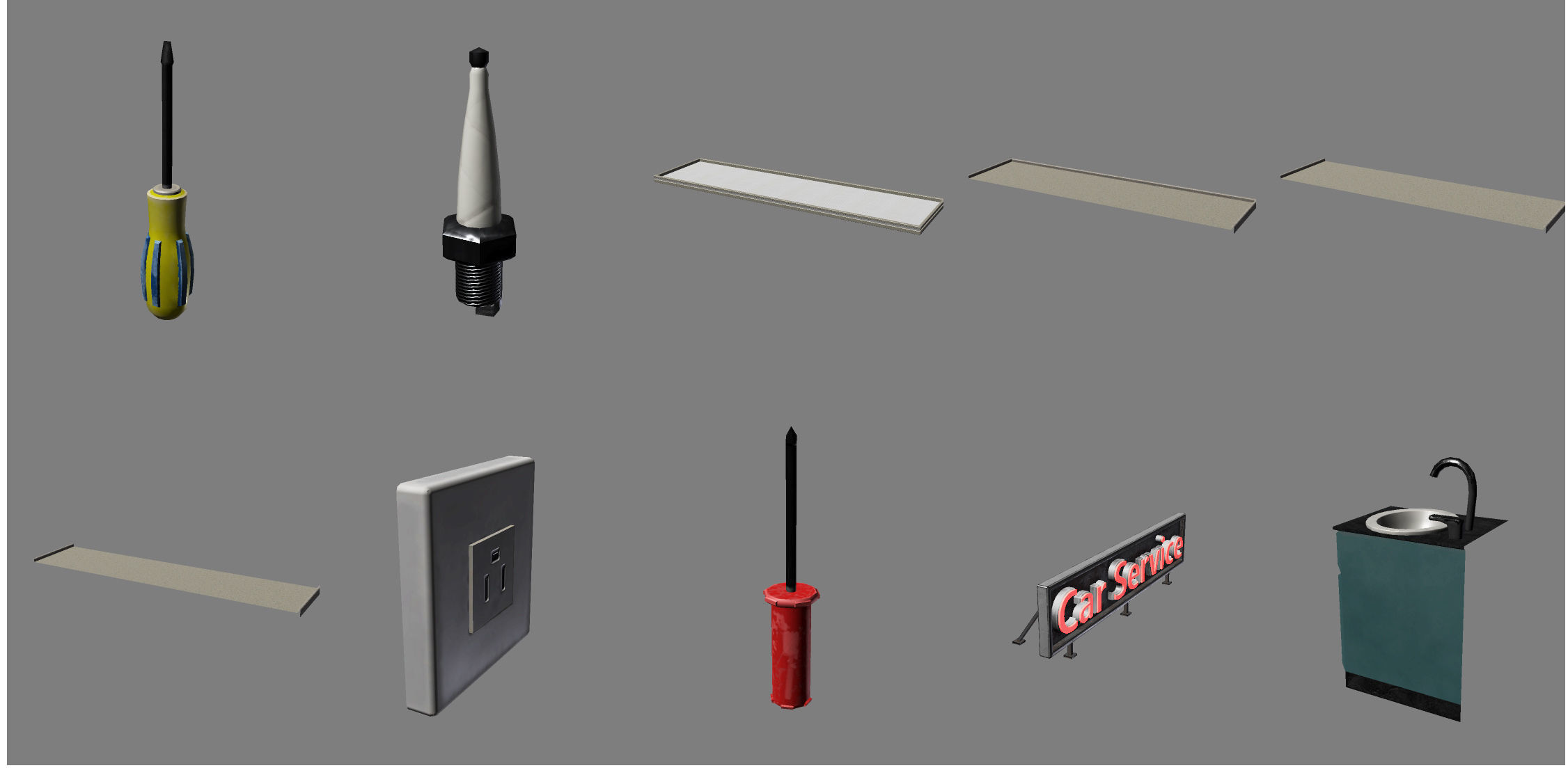 Modular Car Service Low-poly 3D model_15